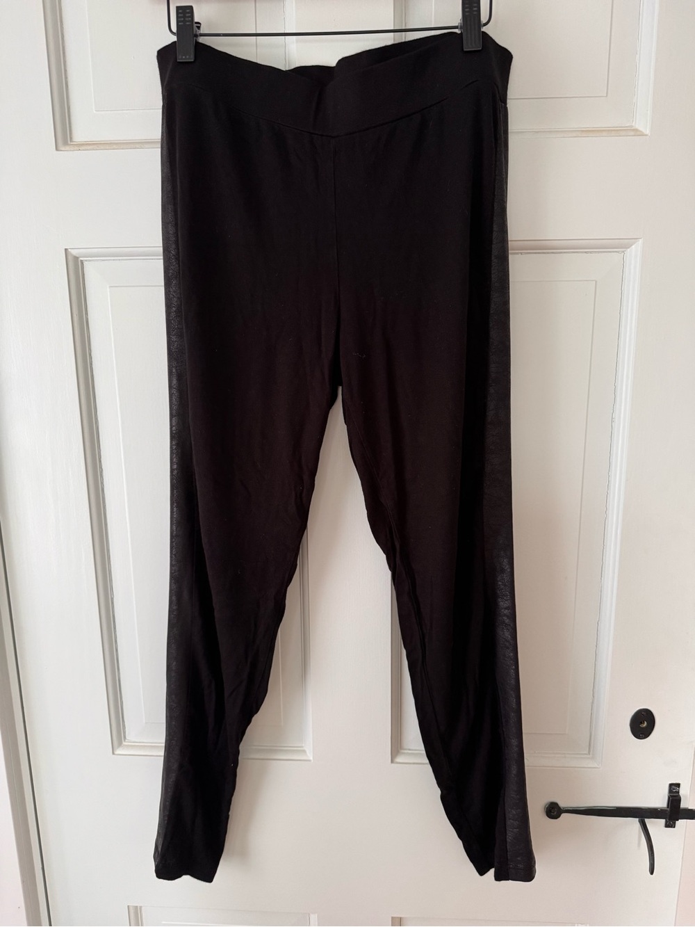 Ellen Amber Black Leggings with Metallic Stripes on Sides